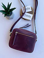 Елегантна жіноча шкіряна сумочка кросс-баді через плече бордова 20х16х7 см