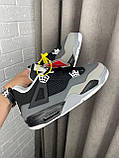 Кросівки зимові Nike Jordan 4 Black Grey Winter Fur чоловічі сірі з хутром високі шкіряні, фото 2