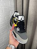 Кросівки зимові Nike Jordan 4 Black Grey Winter Fur чоловічі сірі з хутром високі шкіряні, фото 3