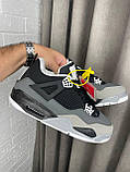 Кросівки зимові Nike Jordan 4 Black Grey Winter Fur чоловічі сірі з хутром високі шкіряні, фото 4