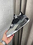 Кросівки зимові Nike Jordan 4 Black Grey Winter Fur чоловічі сірі з хутром високі шкіряні, фото 5