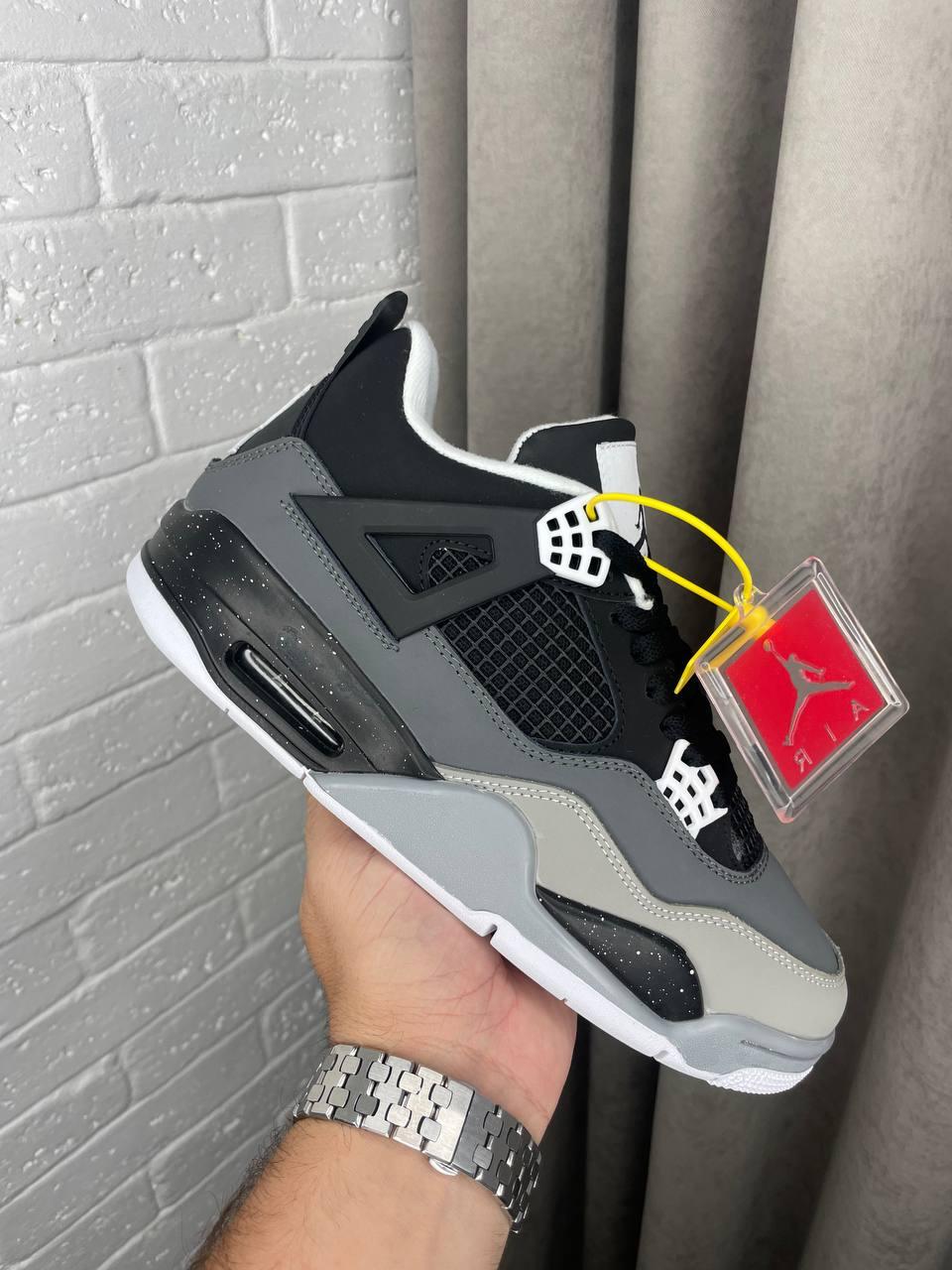 Кросівки зимові Nike Jordan 4 Black Grey Winter Fur чоловічі сірі з хутром високі шкіряні, фото 1