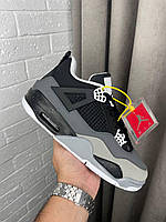 Кроссовки зимние Nike Jordan 4 Black Grey Winter Fur мужские серые с мехом высокие кожаные