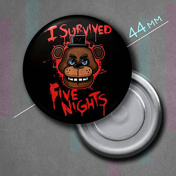 "Фредді Фазбер (П'ять ночей у Фредді / Five Nights At Freddy's)" магніт круглий Ø44 мм