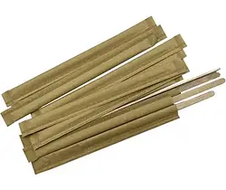 Мішалка дерев'яна в індивідуальній упаковці Крафт 2мм 14 см (500 шт.)