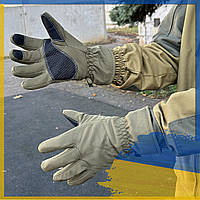 Зимние тёплые перчатки Soft Shell перчтаки софт шел утепленные, перчатки soft shell Олива (XL)