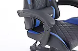 Комп‘ютерне крісло з карбоновими вставками CARBON Quattro Gaming ЧОРНО-СИНЄ Відмінна якість! НОВИНКА!, фото 9