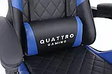 Комп‘ютерне крісло з карбоновими вставками CARBON Quattro Gaming ЧОРНО-СИНЄ Відмінна якість! НОВИНКА!, фото 8
