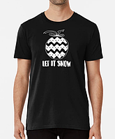 Мужская и женская Новогодняя футболка с принтом Let it snow Новый год