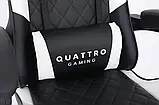 Комп‘ютерне крісло з карбоновими вставками CARBON Quattro Gaming ЧОРНО-БІЛЕ Відмінна якість! НОВИНКА!, фото 9