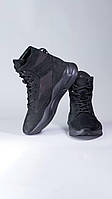 Стильные мужские черные зимние ботинки, удобные кроссовки на байке утепленные высокие кеды Онтаке