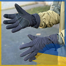 Зимові теплі рукавички Soft Shell перчкомі софт шов утеплені, рукавички soft shell Чорний (L)