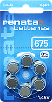 Батарейка для слухових апаратів Renata ZA675-D6 Zink Air PR44, DA675X, 650mAh