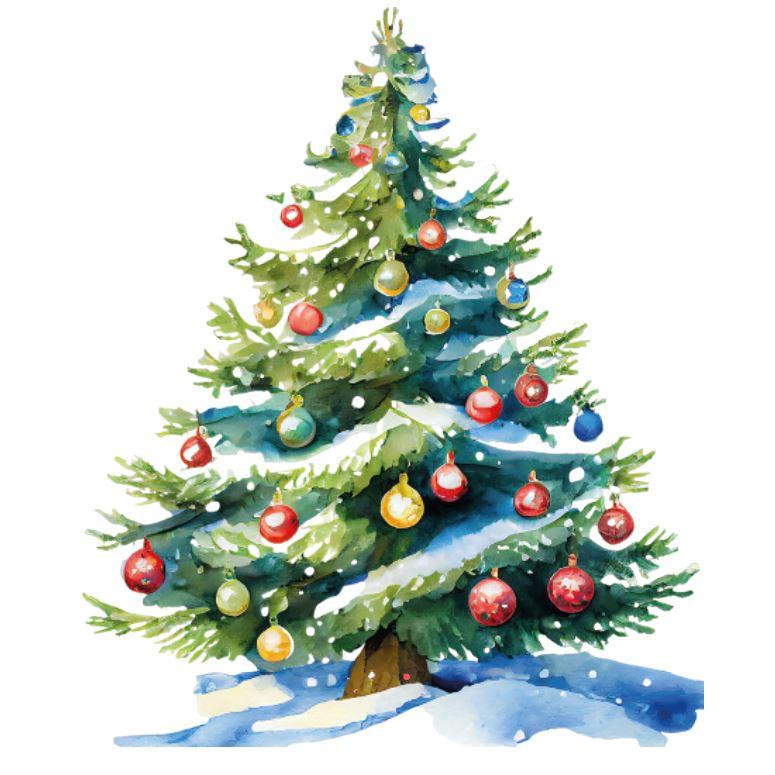 Наклейка для ростової фігури "Ялинка з подарунками. Яскрава" 80х67 см (без обрізу по контуру)