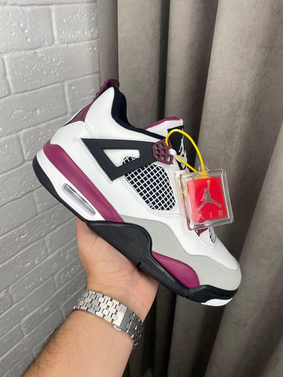 Кросівки зимові Nike Jordan 4 White Purple Fur WInter чоловічі білі з хутром високі шкіряні, фото 1