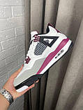 Кросівки зимові Nike Jordan 4 White Purple Fur WInter чоловічі білі з хутром високі шкіряні, фото 4