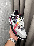 Кросівки зимові Nike Jordan 4 White Purple Fur WInter чоловічі білі з хутром високі шкіряні, фото 8