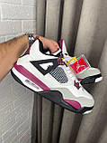 Кросівки зимові Nike Jordan 4 White Purple Fur WInter чоловічі білі з хутром високі шкіряні, фото 10