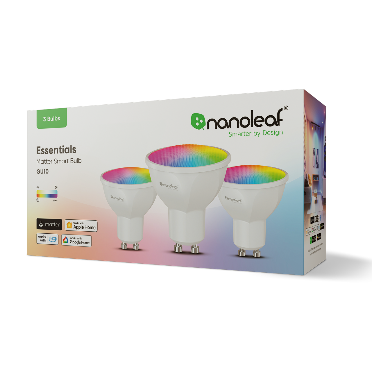 Розумна лампа Nanoleaf Essentials Smart GU10, 5 Вт, Apple Homekit, Matter — 3 шт.