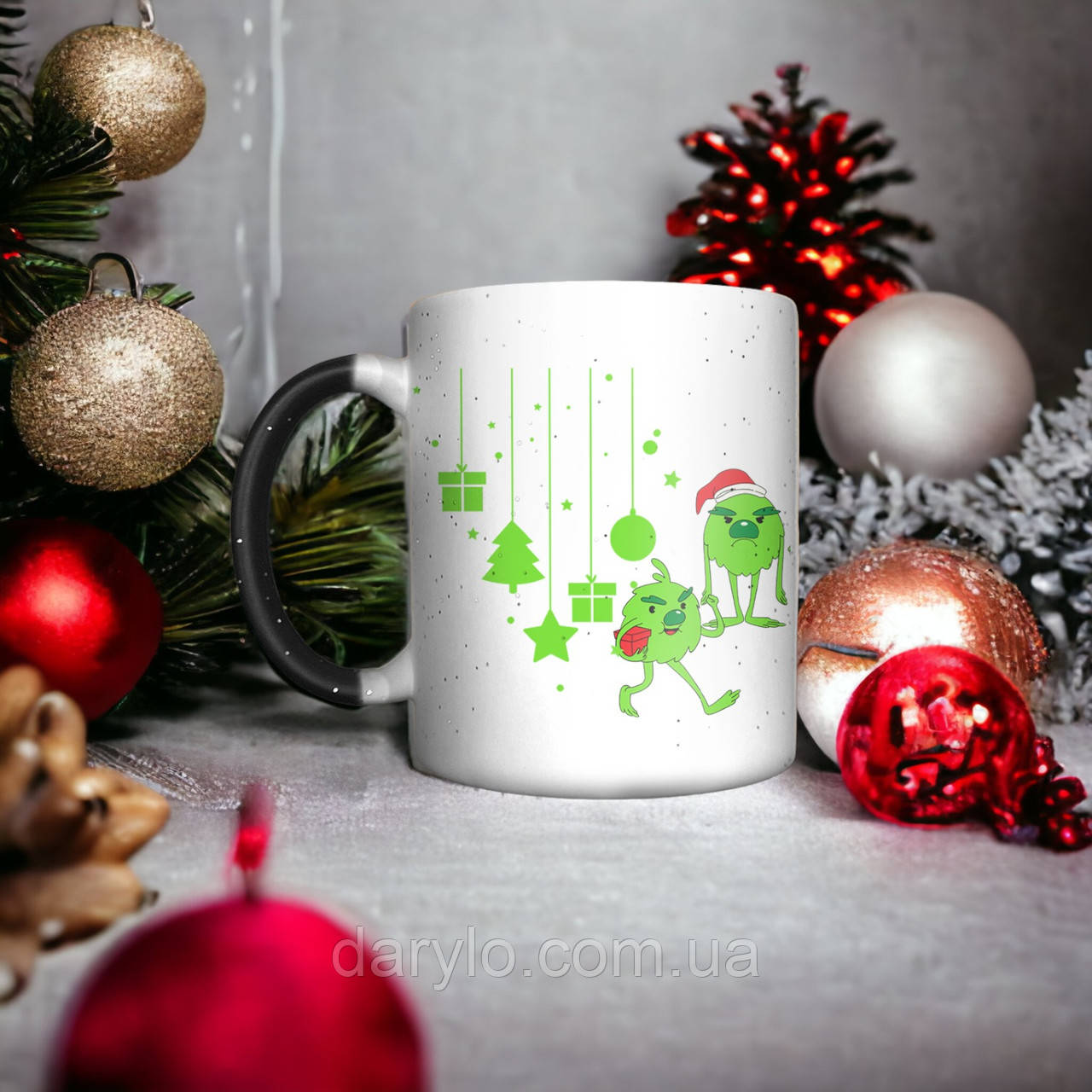 Новорічні подарунки чашка-хамелеон з принтом "Новорічна", 330 мл.