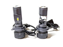 Світлодіодні Bi-LED лед лампи лінзи GT4 цоколь H4, міні бі-лінзи 6500К з обманкою (CanBus)