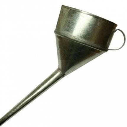 Лійка металева Бензин/дизель коса вузька носик під клапан оцинкована (FM001), фото 2