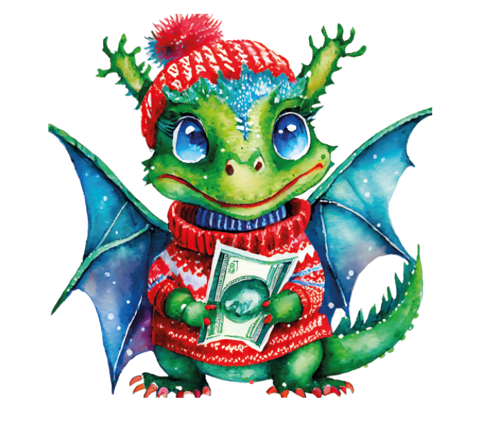Наклейка для ростової фігури "Дракон багатий" 80х80 см / новорічна наклейка (без обрізу по контуру)