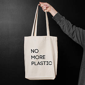 Екосумка "No more plastic", Чорний, Black, англійська Beige