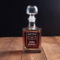 Графин "Keep calm and drink whiskey", англійська, Крафтова коробка ALL 106 Деревянная подарочная коробка