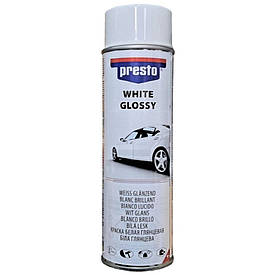 Акрилова автоемаль спрей для дисків біла Presto White Glossy RAL 9010 500мл