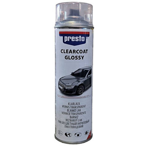 Акриловий лак спрей прозорий Presto Clear Coat Glossy 500мл, фото 1