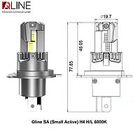 Qline SA (Small Active) H4 H/L 6000K 52W 8000Lm мини светодиодные автомобильные LED лампы (2 шт)