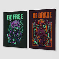 Модульная картина из двух частей Be free be brave Malevich Store 153x100 см (MK21211)