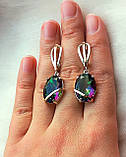 Срібні сережки із золотом містик камінь, фото 7