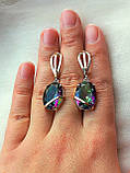 Срібні сережки із золотом містик камінь, фото 9