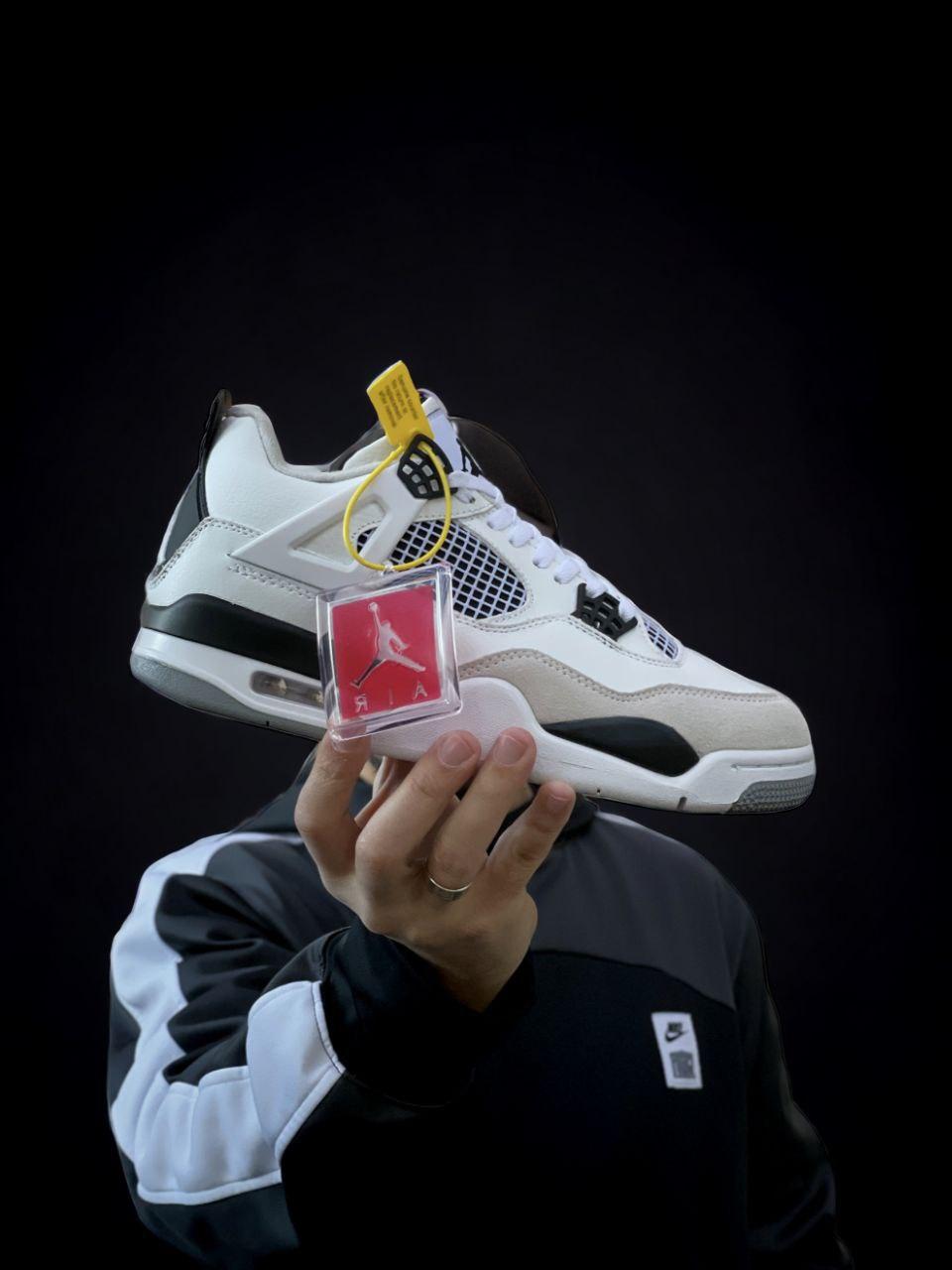 Кросівки зимові Nike Jordan 4 Cement Grey Black чоловічі сірі з хутром високі шкіряні, фото 1