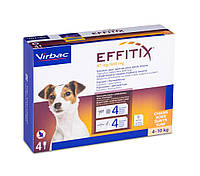 "Virbac EFFITIX" - Капли от блох, клещей, комаров для собак от 4 до 10 кг (4 шт в упаковке)