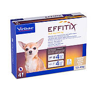 "Virbac EFFITIX" - Капли от блох, клещей, комаров для собак от 1,5 до 4 кг (4 шт в упаковке)