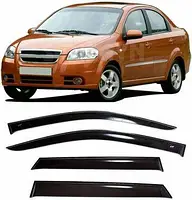 Дефлектори вікон вітровики Chevrolet Aveo I,II (T200) сед 2002-2008 (скотч) HIC, фото 1