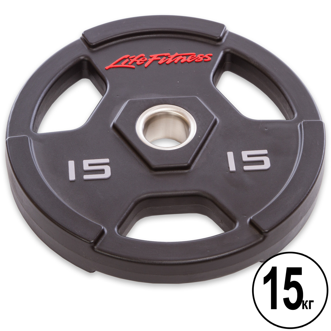 Диски (диски) поліуретанові з хватом і металевою втулкою d-51 мм Life Fitness SC-80154-15 15 кг