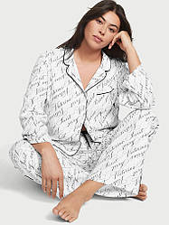 Фланелева Піжама Victoria's Secret Flannel PJ Set, Біла з написами