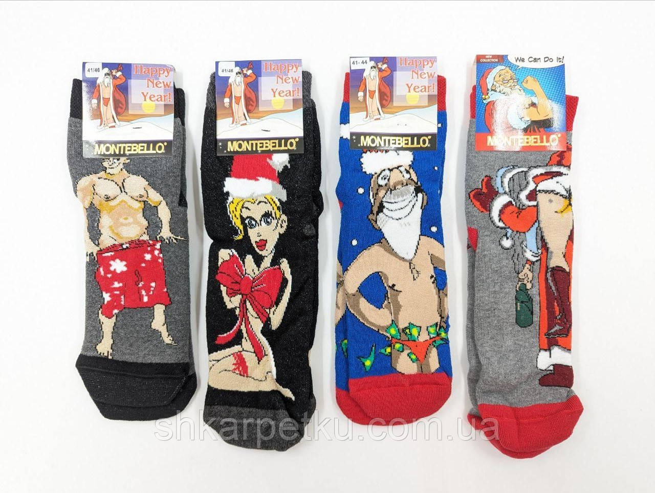 Шкарпетки чоловічі новорічні Montebello махрові середньої посадки 41-44, 12 пар/уп, фото 1