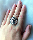 Кругла срібна каблучка з золотом без каміння., фото 9