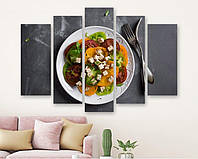 Модульная картина на холсте из пяти частей KIL Art Салат с помидорами и сыром 187x119 см (M51_XL_126)