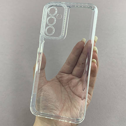 Чохол для Samsung Galaxy A14 силіконовий чохол з блискучою рамкою на телефон самсунг а14 прозорий l6t, фото 1