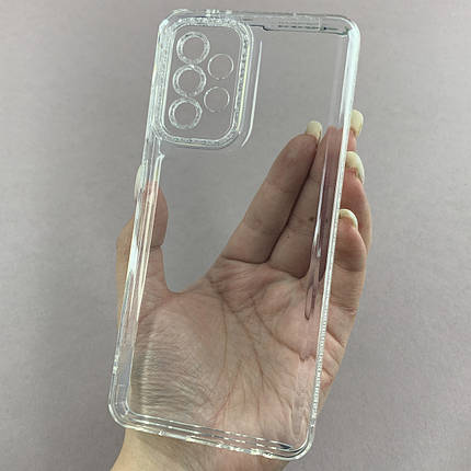 Чохол для Samsung Galaxy A52s силіконовий чохол з блискучою рамкою на телефон самсунг а52с прозорий l6t, фото 1