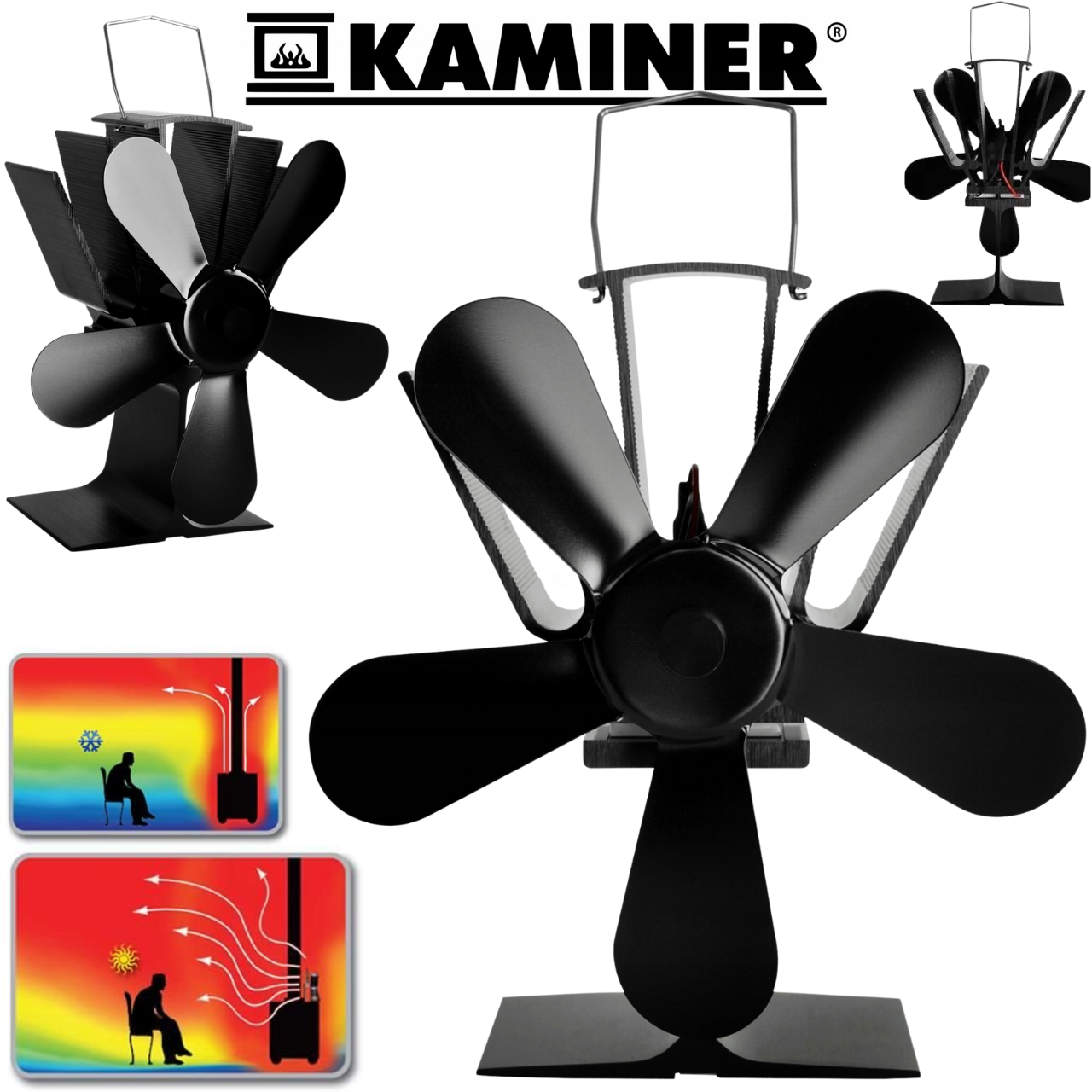 5-лопастный каминный вентилятор для печи камина Kaminer - Польша 9596 - фото 1 - id-p2006909342