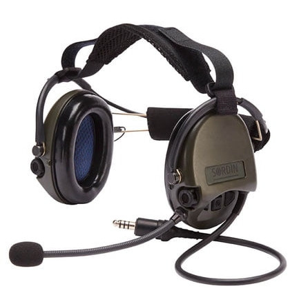 Набір активних навушників Sordin Supreme MIL CC Neckband + Гарнітура Sordin PTT Single com Splash Proof KL094