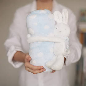 Пледик з іграшкою "Зайчик", Блакитний, Blue