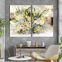 Картина на холсте KIL Art Свадебный букет белых роз 165x122 см (935-2)
